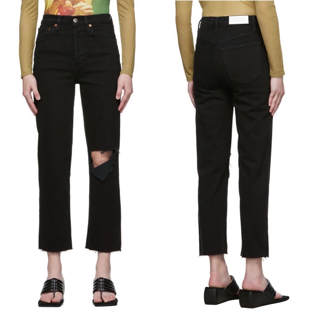 NWT Re/Done Black 70’s Stove Pipe Jeans - Size: 24